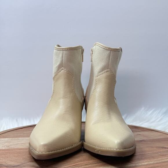Universal Thread Womens Size 8 Kay Western Cowboy Side Zip Beige Ankle Boots - Picture 4 of 12